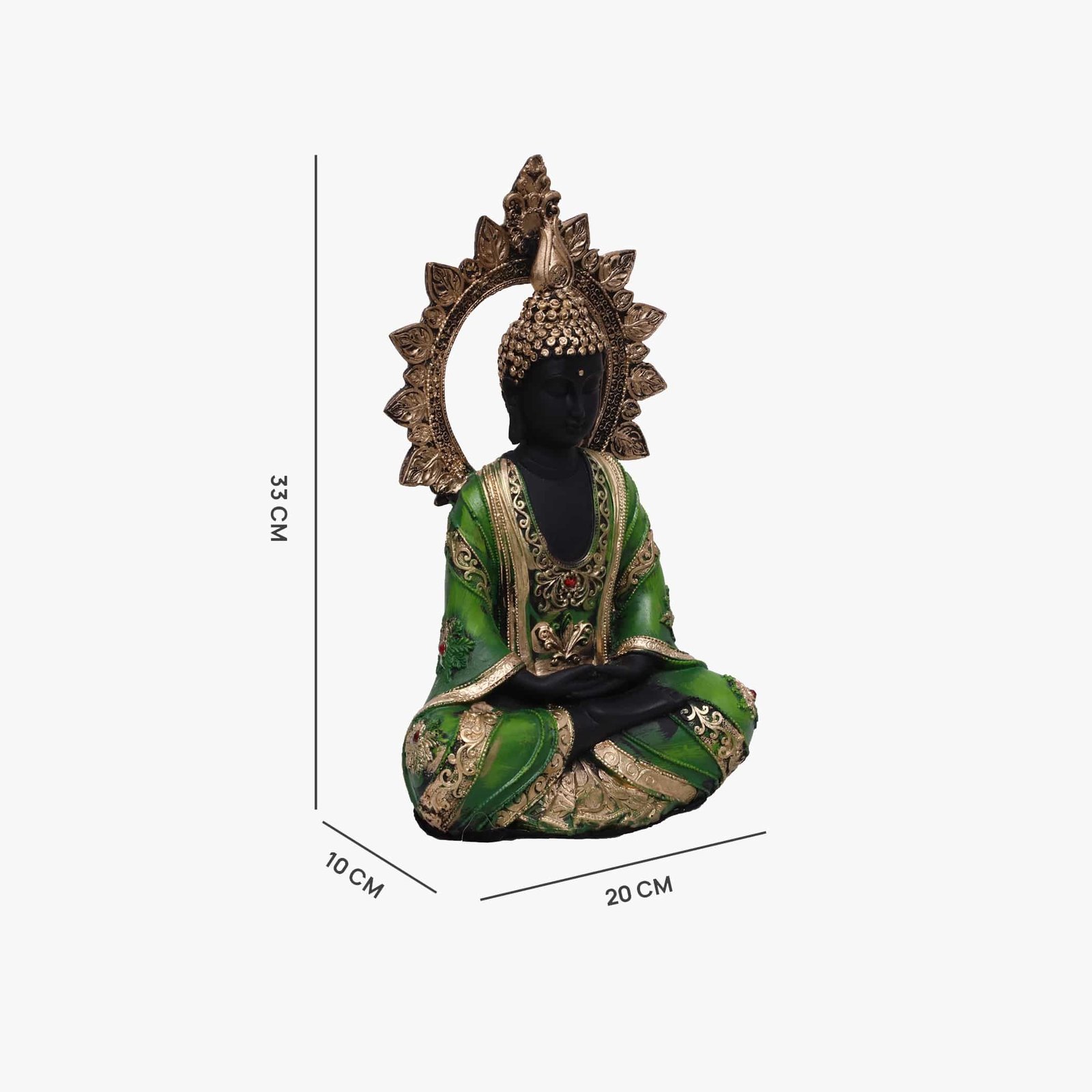 Polyresin Green Chakkra Buddha Large Figurine Showpiece Table Decor - Image 3