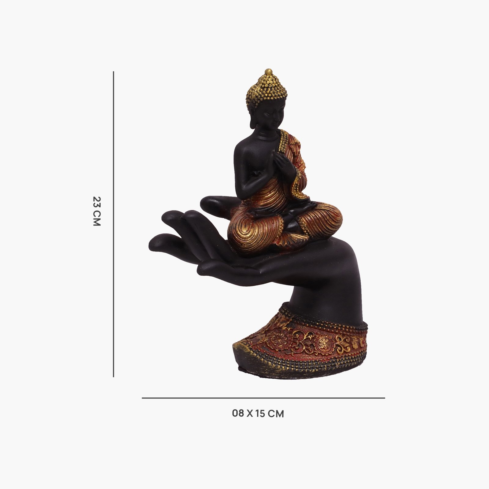 Polyresin Orange Hand Buddha/1 Figurine Showpiece Table Decor - Image 3