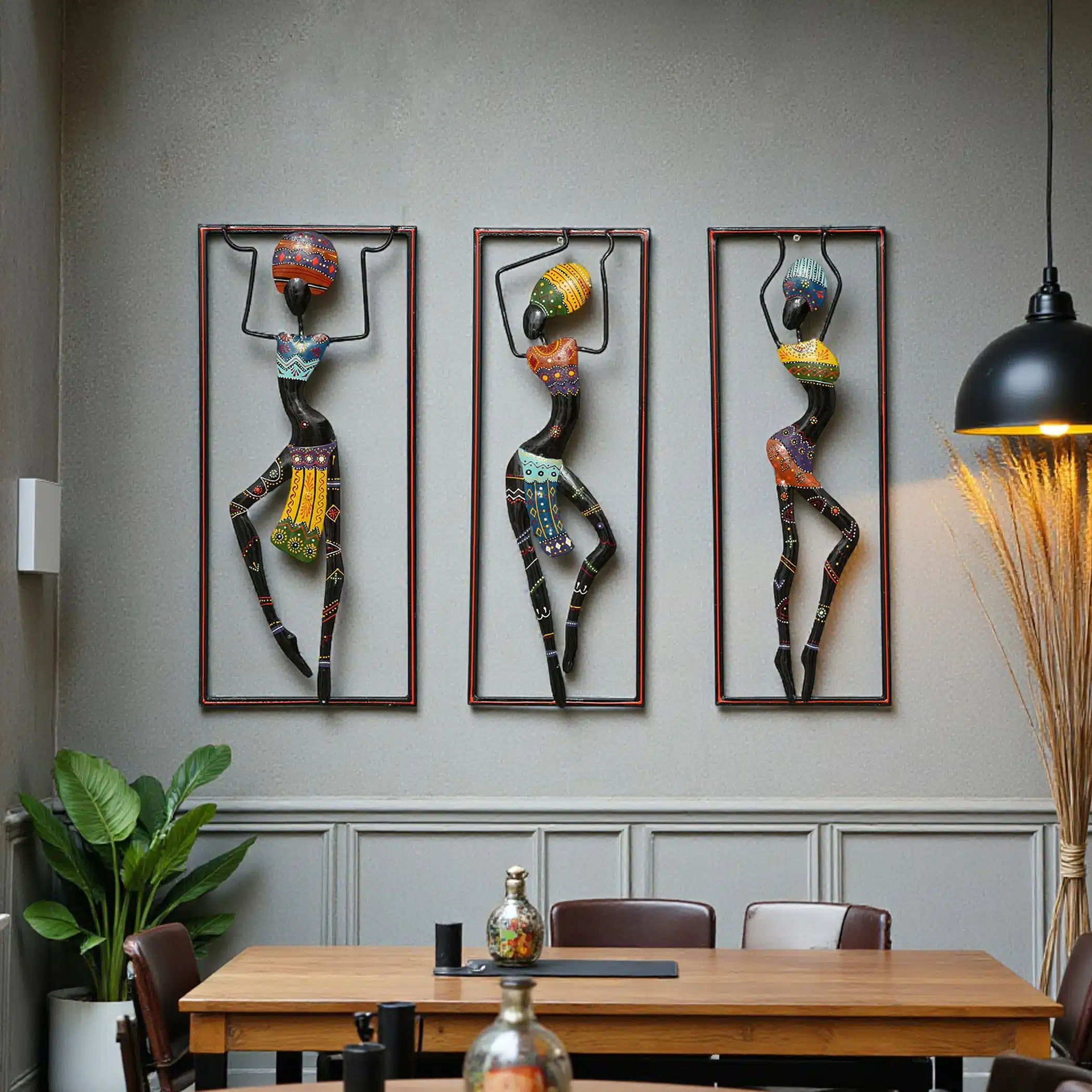 Dancing Lady Wall Decor Set of 3 – Tara Handpainted Metal
