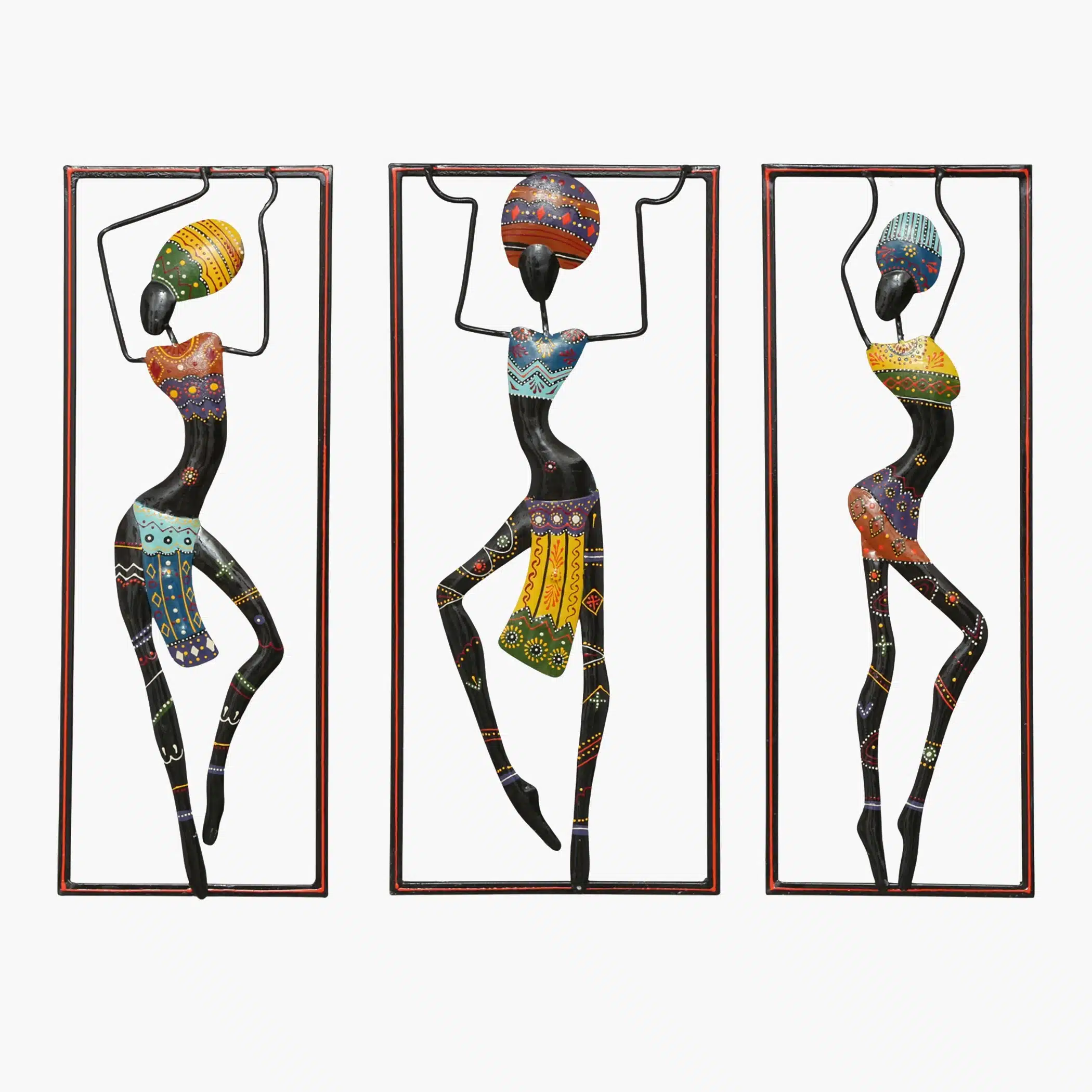 Dancing Lady Wall Decor Set of 3 – Tara Handpainted Metal - Image 2