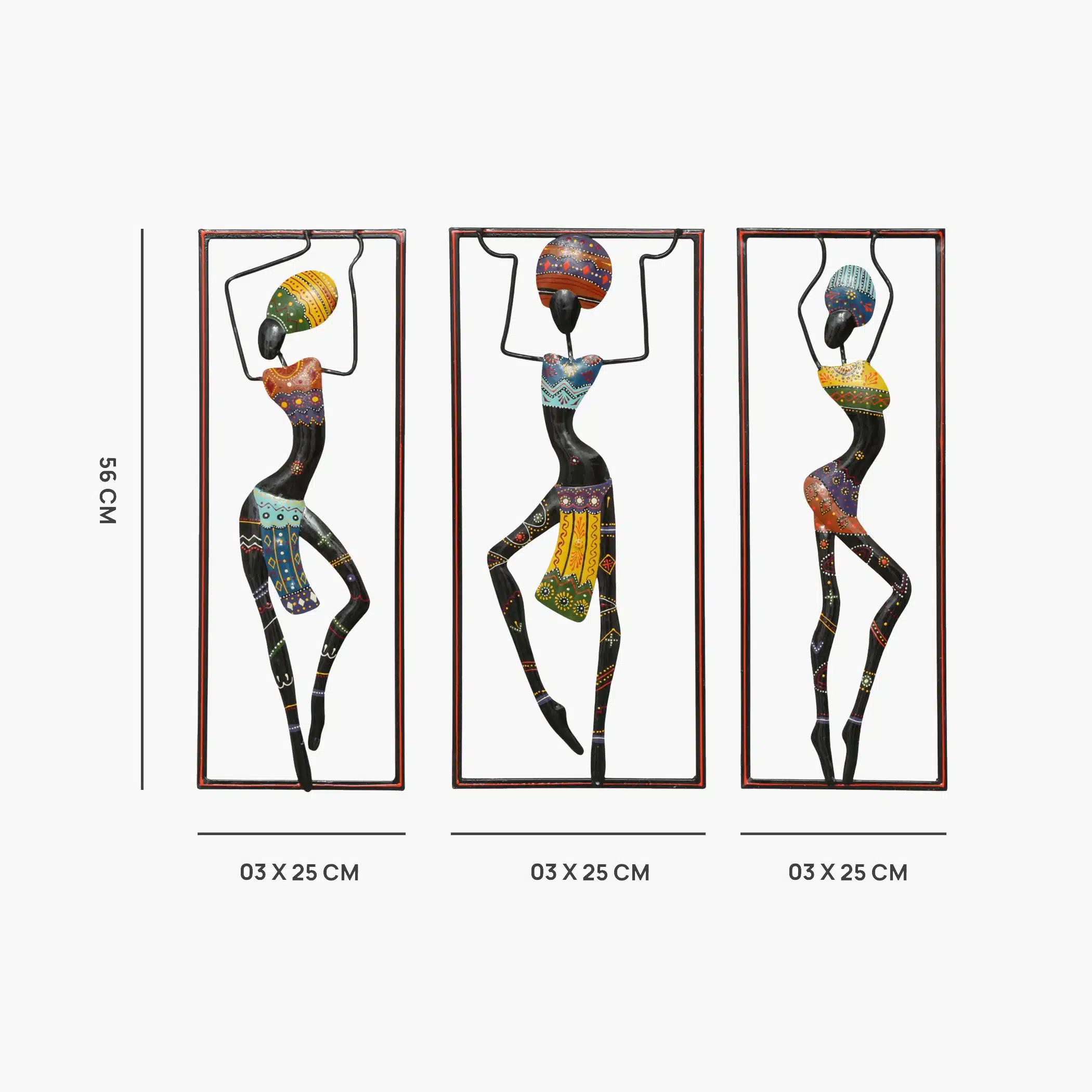 Dancing Lady Wall Decor Set of 3 – Tara Handpainted Metal - Image 3