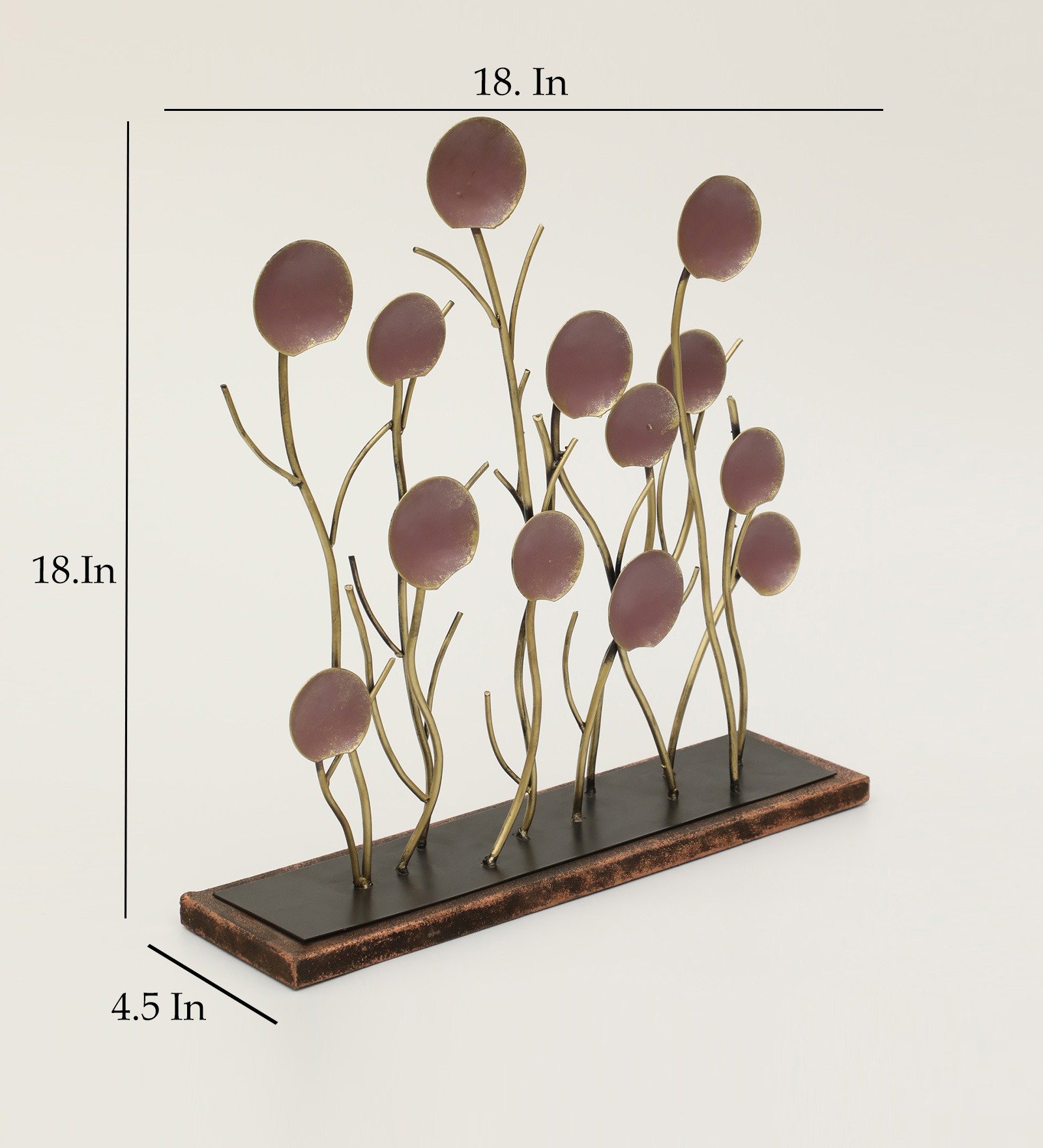 Multicolor Metal & MDF Ember Round Leaf Figurine Table Decor Showpiece - Image 3