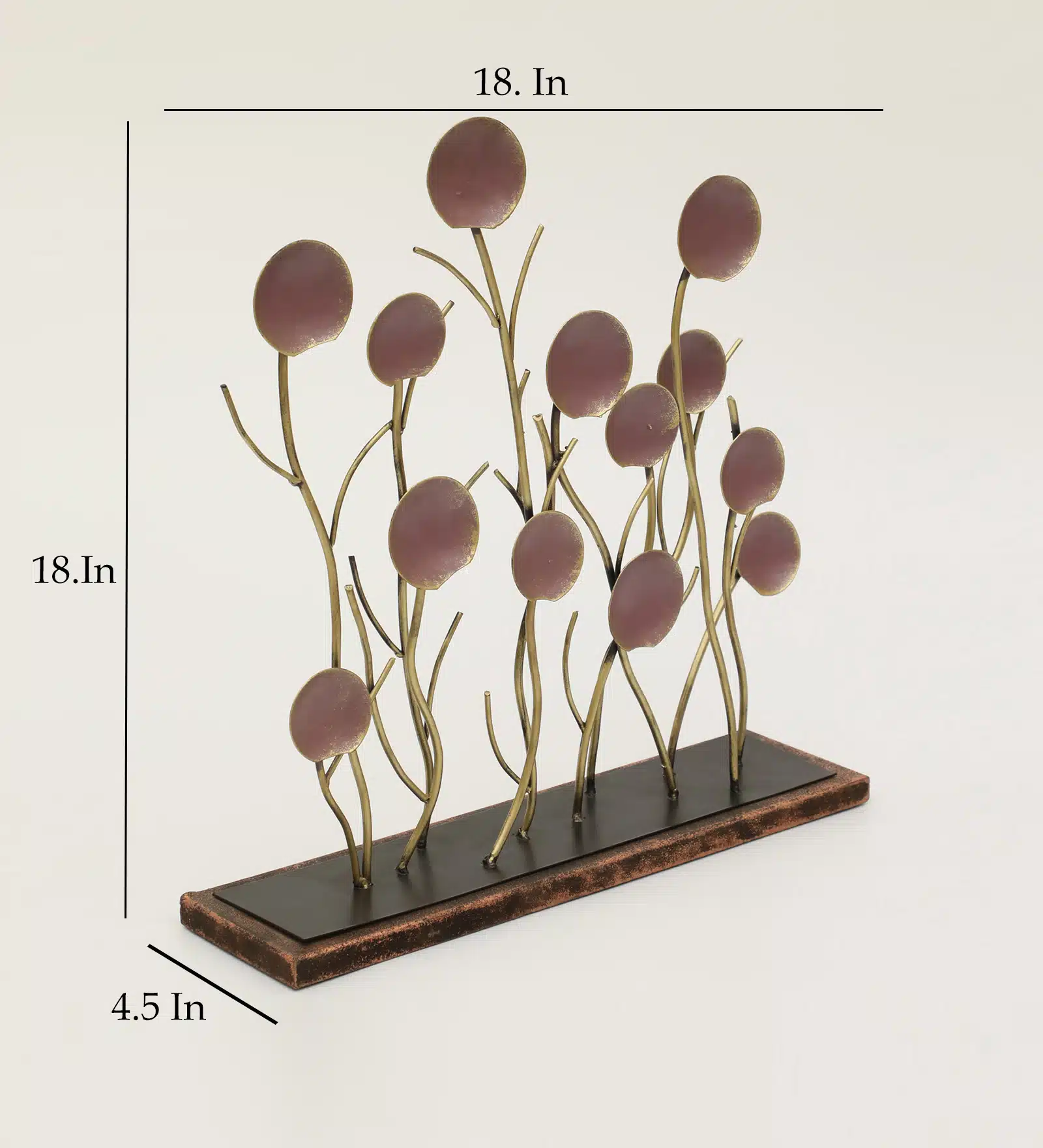 Multicolor Metal & MDF Ember Round Leaf Figurine Table Decor Showpiece - Image 3