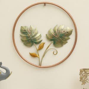 Bai Leaf Multicolor Metal Round Leaf Wall Frame
