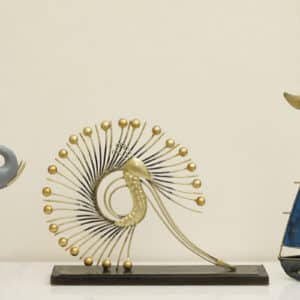 Metal & MDF Multicolor Modern Peacock Showpiece Table Decor