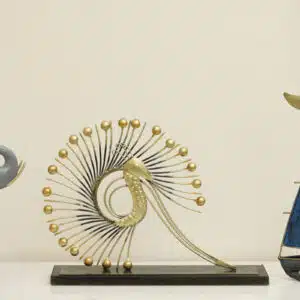 Peacock Showpiece - Modern Metal MDF Multicolor Table Decor