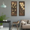 Gold Metal Wall Decor Set of 2 - Iron MDF Panels 8x20 Inch