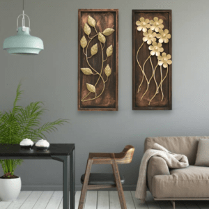 Gold Metal & MDF Leaf Wall Decor (Set of 2)