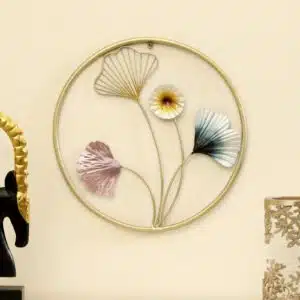 3 Molecules Atom Leaf Multicolor Metal Round Leaf Wall Frame