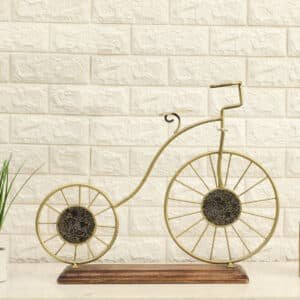 Metal & Wood Multicolor Rimmy Cycle Showpiece Table Decor