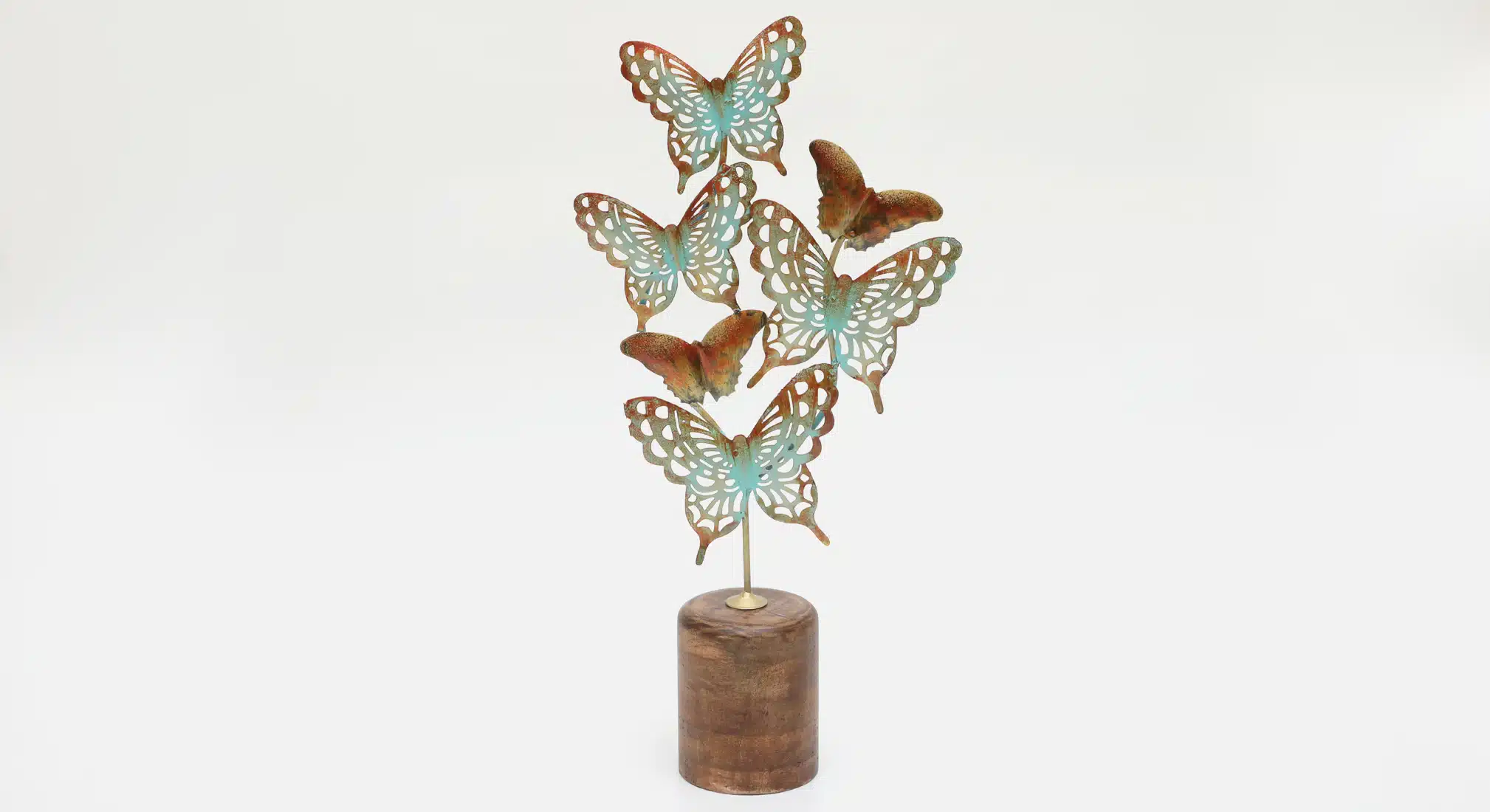Metal & Wood Multicolor Derek Butterfly Showpiece Table Decor - Image 2