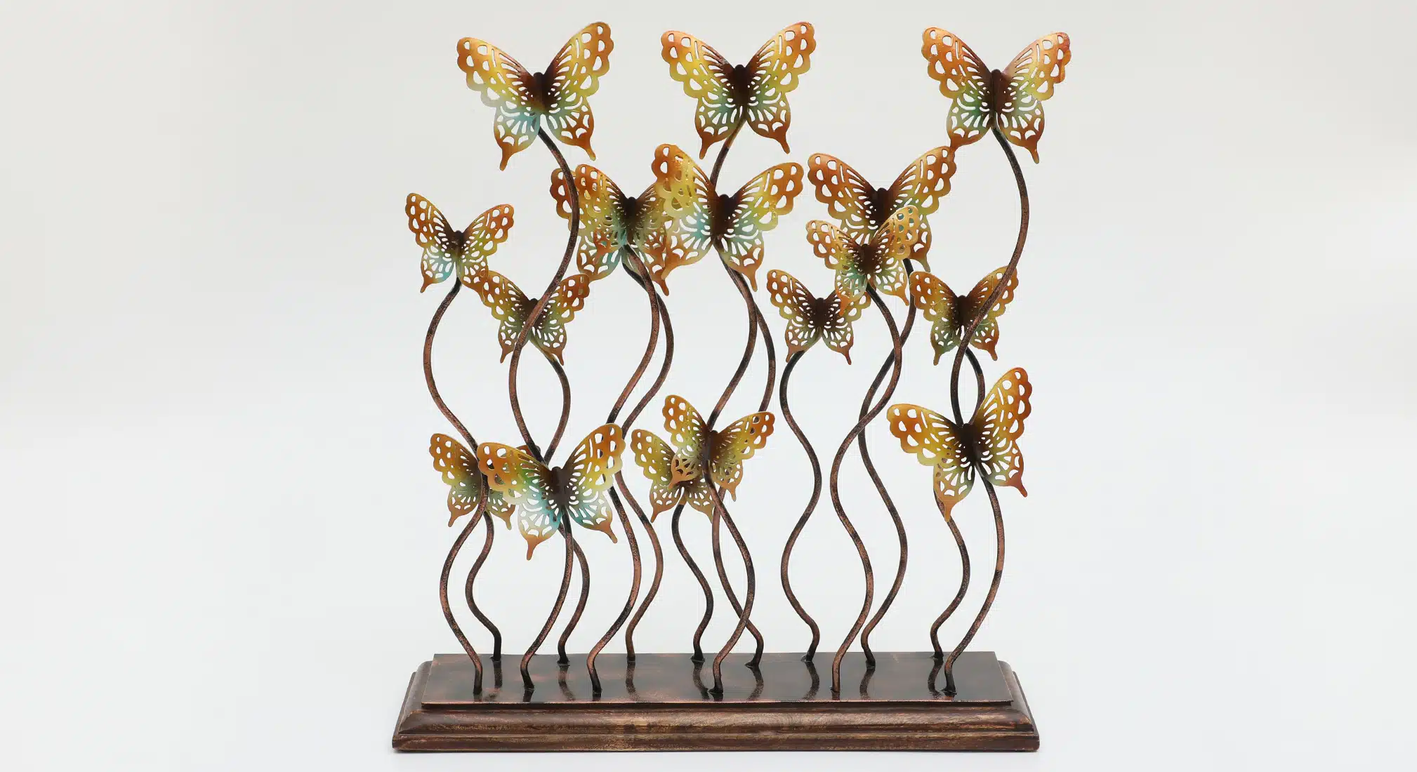 Butterfly Table Decor - Navya Cluster Metal Wood Showpiece - Image 2