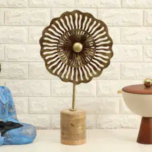 Flower Showpiece Table Decor - Sorn Rays Metal Wood Design