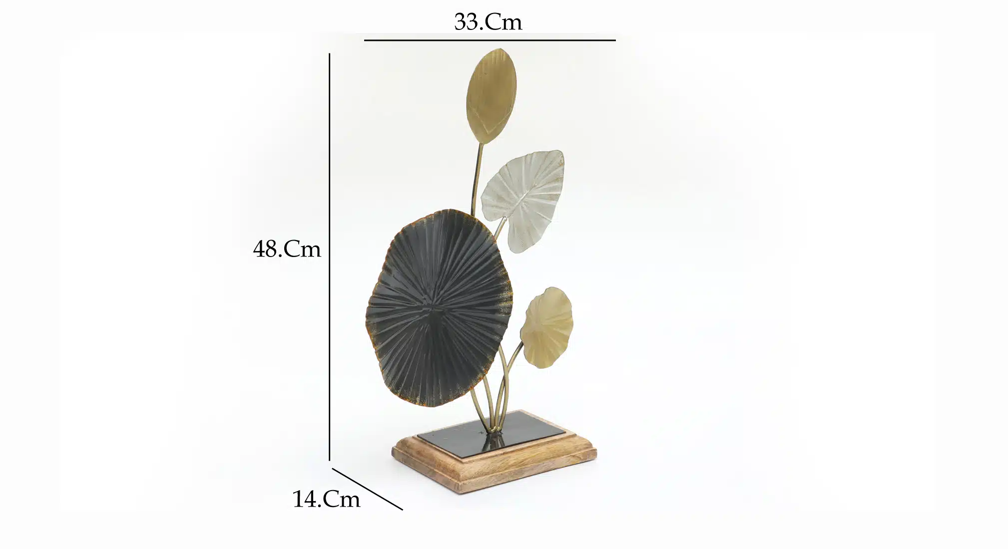 Metal & Wood Multicolor Citadel Abstract Leaf Showpiece Table Decor - Image 3