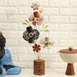 Metal & Wood Multicolor Knightsbridge Flower Showpiece Table Decor