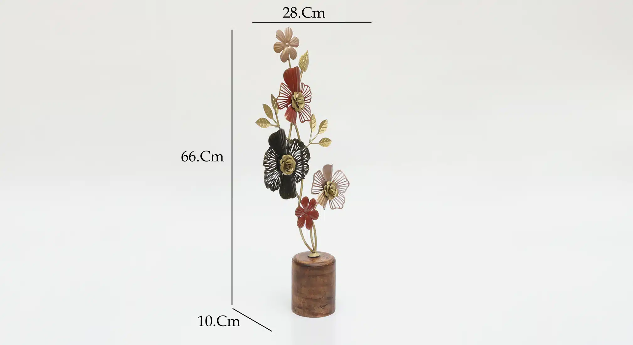 Flower Table Decor - Knightsbridge Metal Wood Showpiece - Image 3