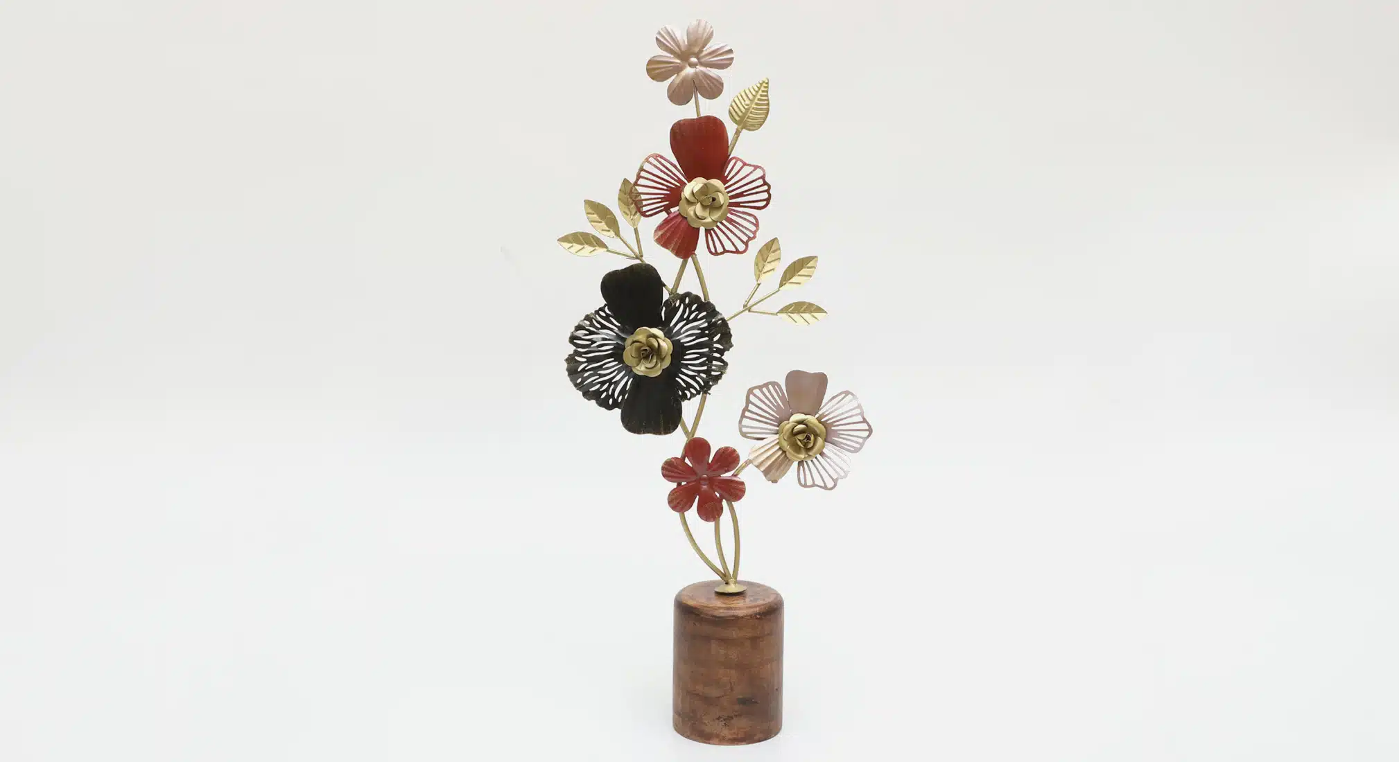Flower Table Decor - Knightsbridge Metal Wood Showpiece - Image 2