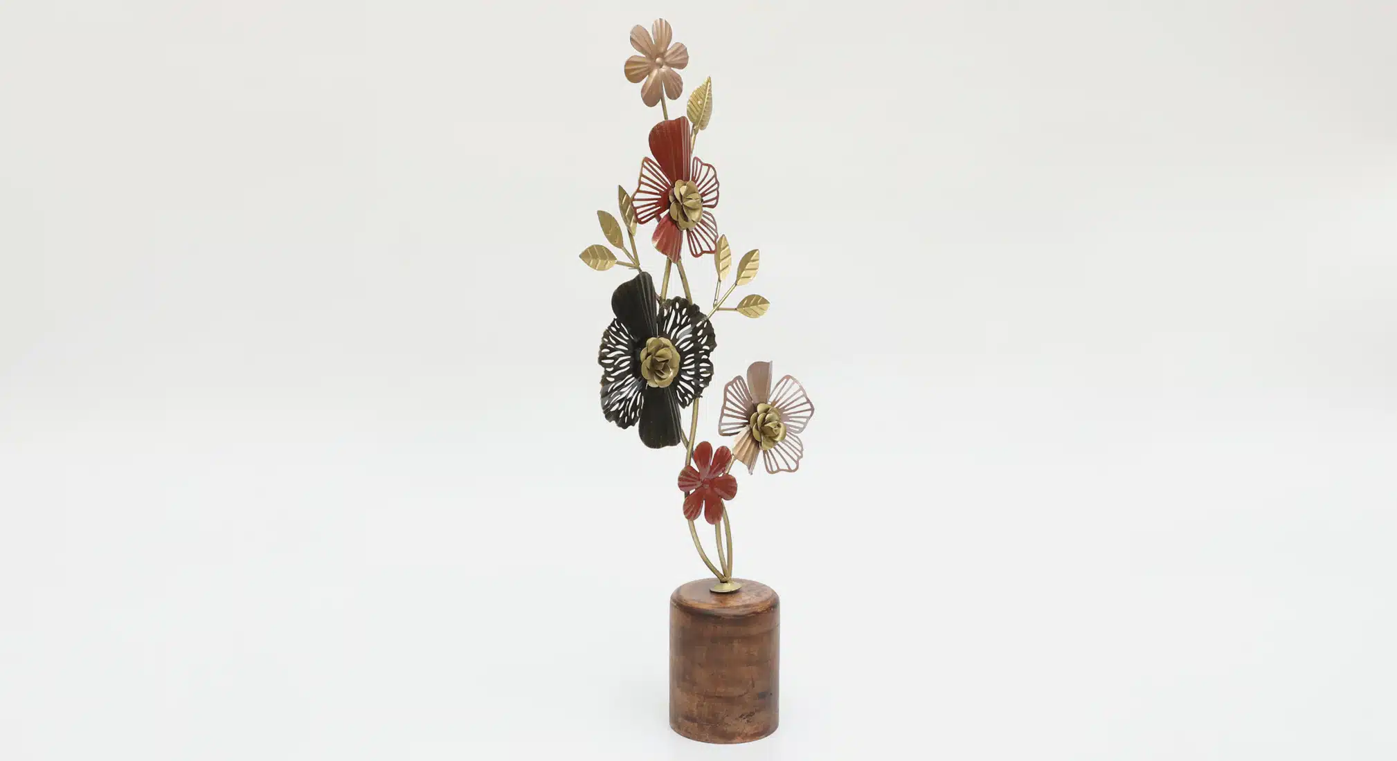 Flower Table Decor - Knightsbridge Metal Wood Showpiece - Image 4