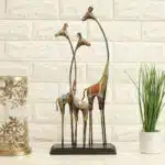 Tall Giraffe Showpiece Metal Wood Table Decor