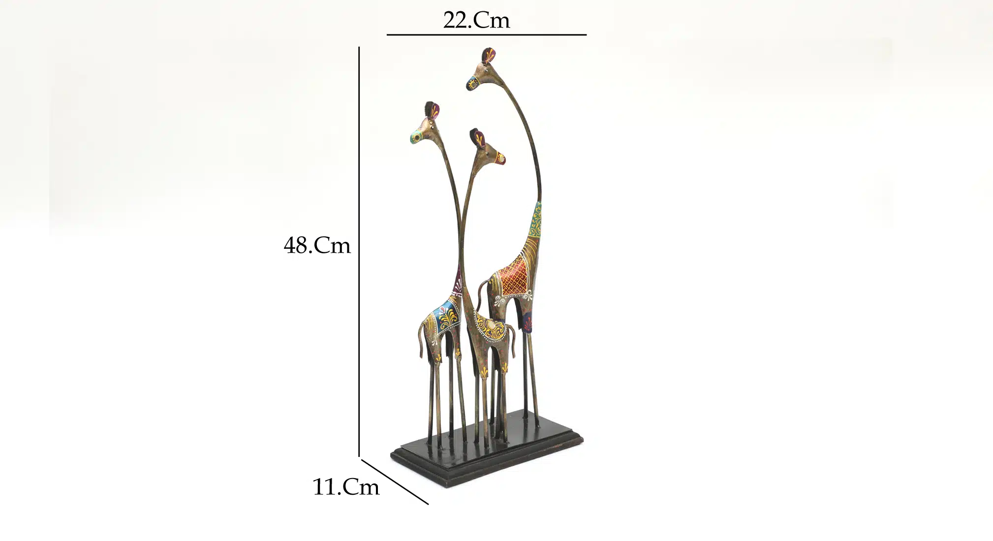 Tall Giraffe Showpiece | Handpainted Metal & Wood Decorative Figurine - Image 7