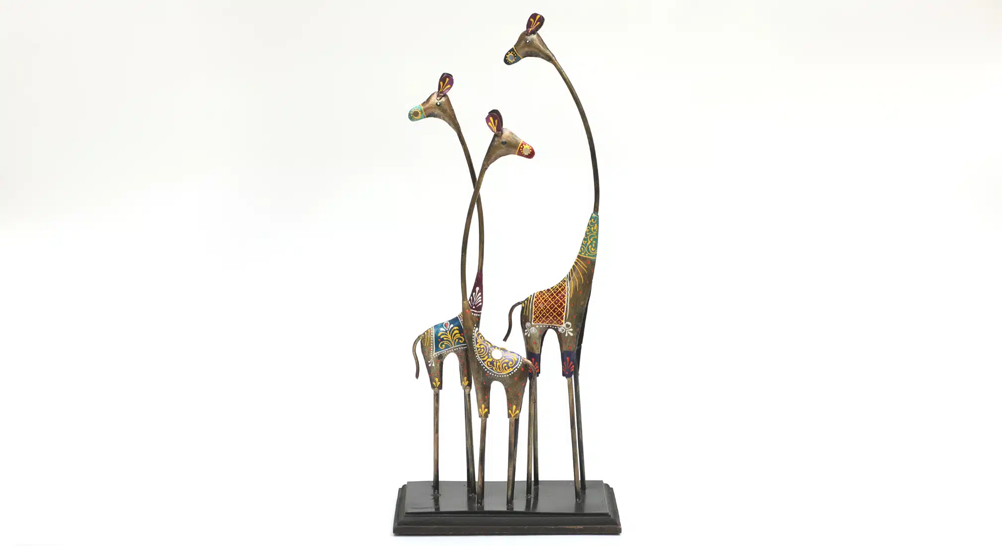 Tall Giraffe Showpiece | Handpainted Metal & Wood Decorative Figurine - Image 8