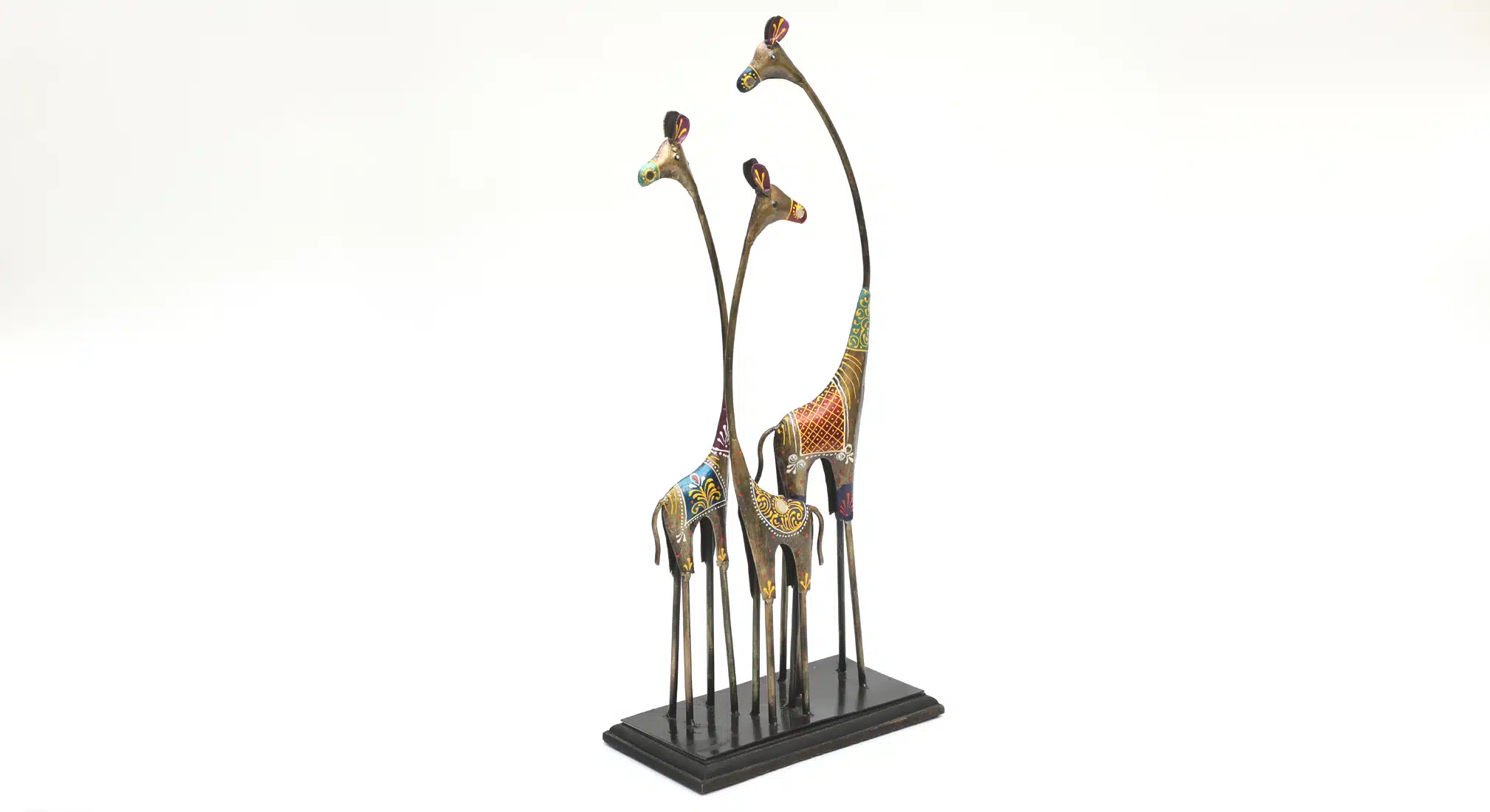Tall Giraffe Showpiece | Handpainted Metal & Wood Decorative Figurine - Image 9