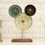 Metal & Wood Multicolor Lofty 3 Circle Showpiece Table Decor