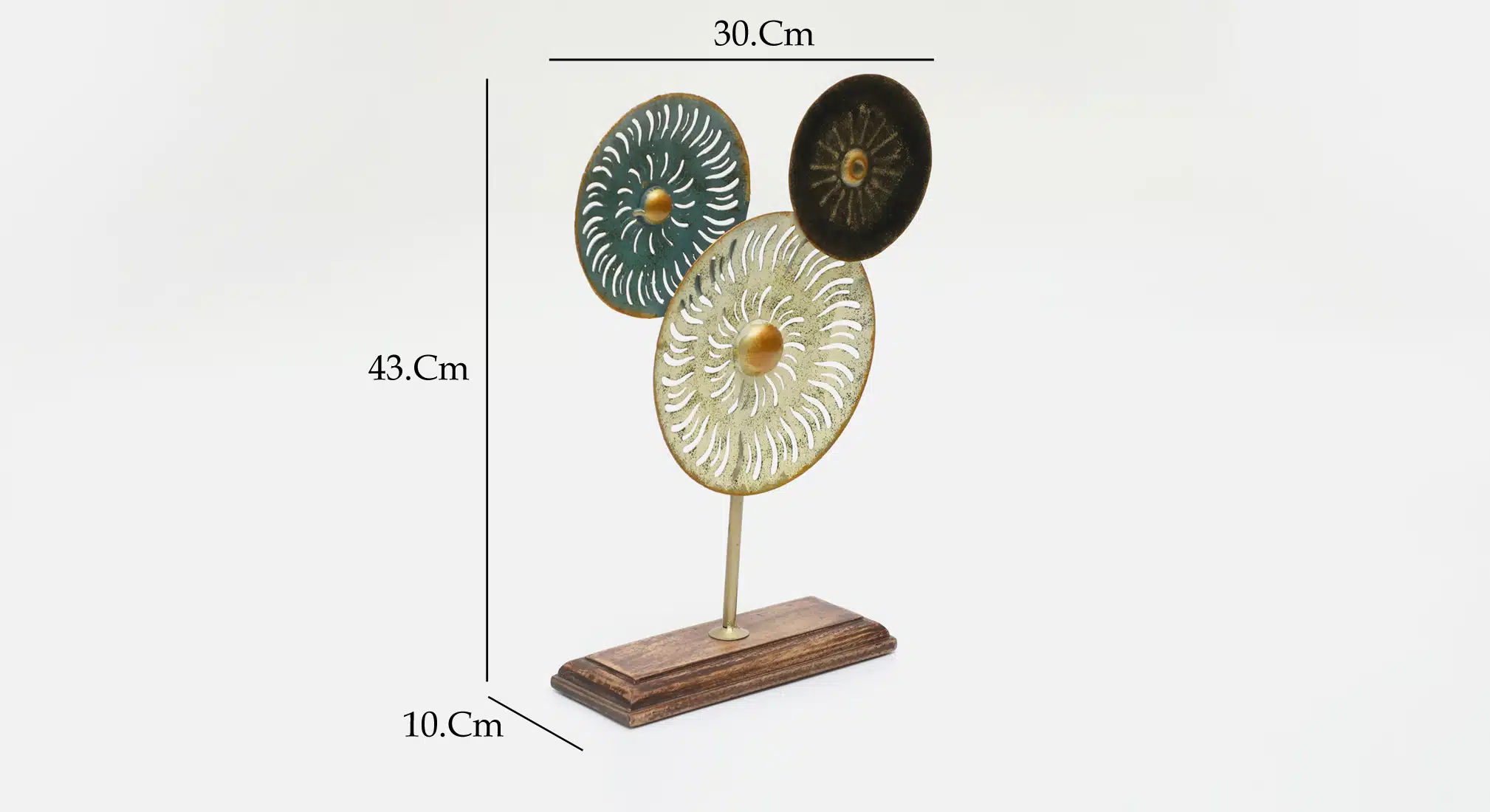 Metal & Wood Multicolor Lofty 3 Circle Showpiece Table Decor - Image 3