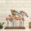 Handpainted Bird Showpiece Metal Wood Table Decor