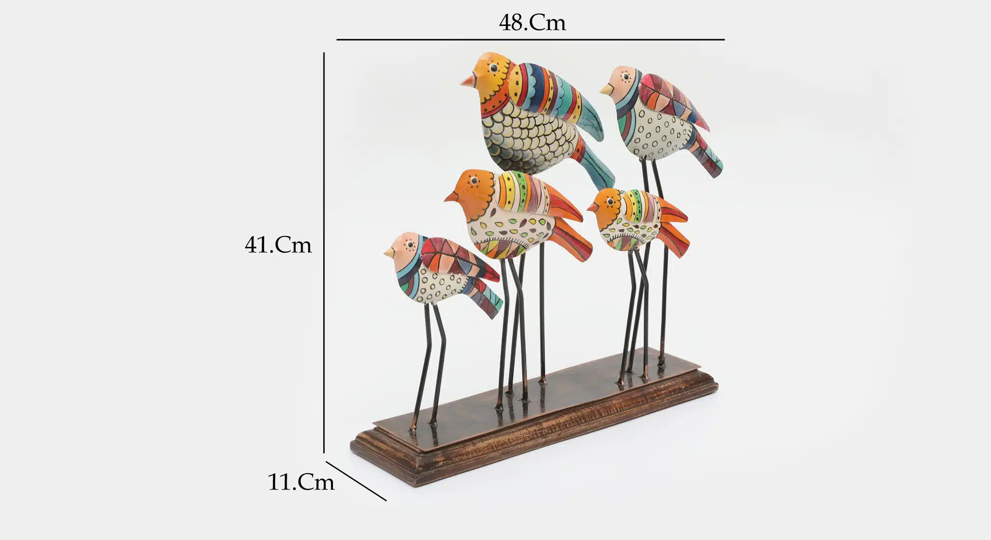 Handpainted Bird Showpiece | Metal & Wood Decorative Bird Figurine - Image 7