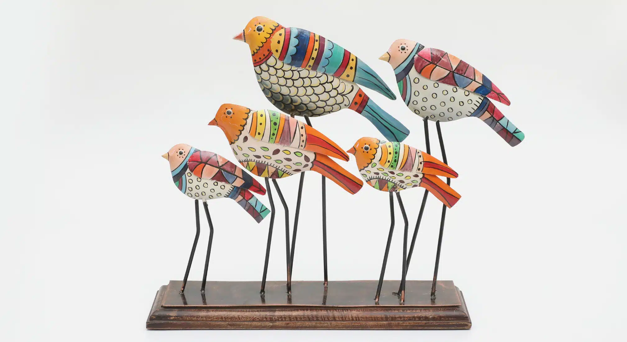 Handpainted Bird Showpiece | Metal & Wood Decorative Bird Figurine - Image 9
