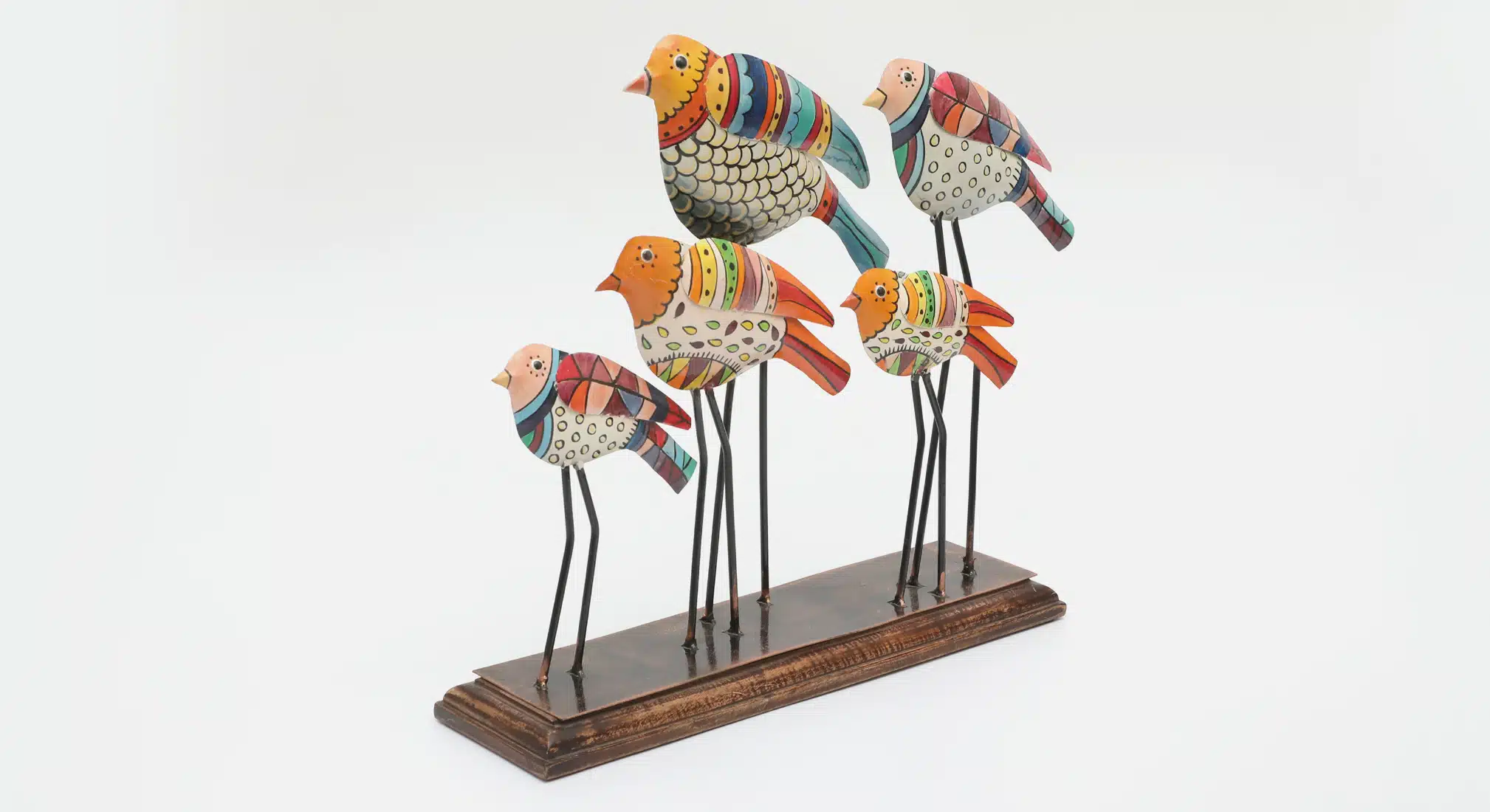 Handpainted Bird Showpiece | Metal & Wood Decorative Bird Figurine - Image 8