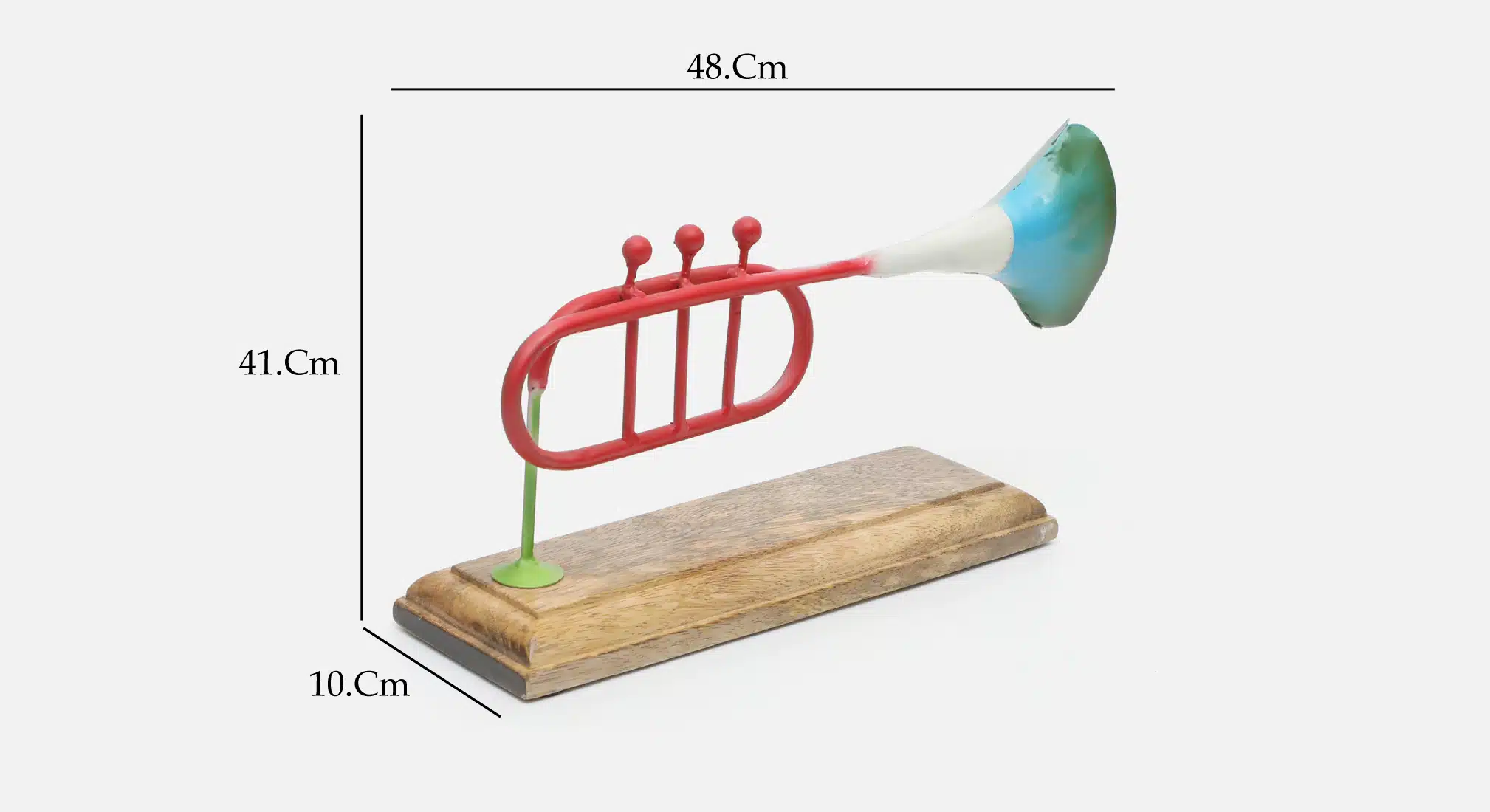 Trumpet Showpiece - Cornet Metal Wood Multicolor Table Decor - Image 3