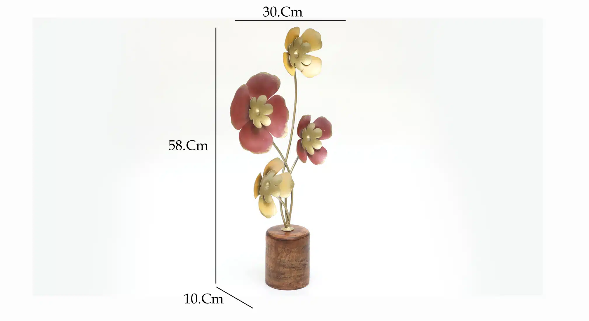 Flower Showpiece - Yansi Metal Wood Multicolor Table Decor - Image 3