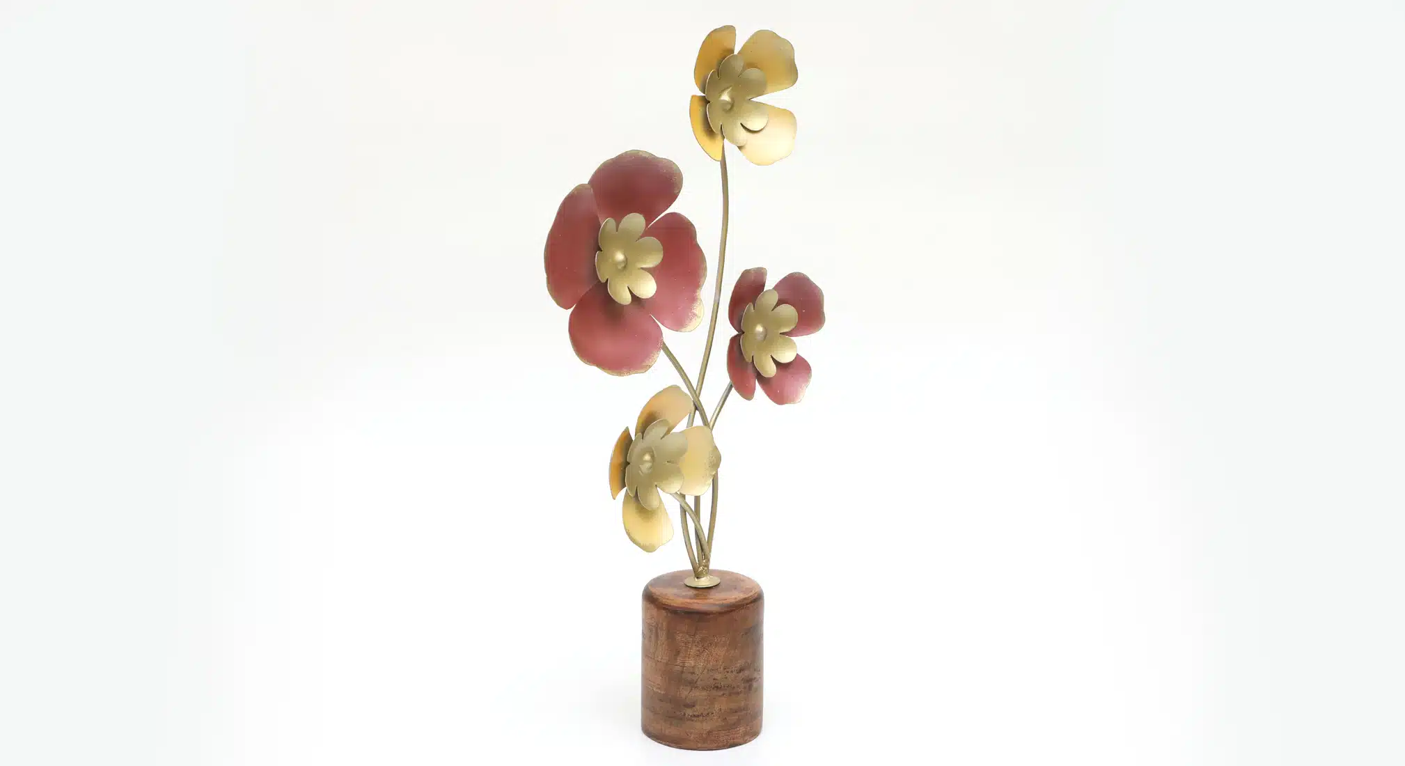 Flower Showpiece - Yansi Metal Wood Multicolor Table Decor - Image 4