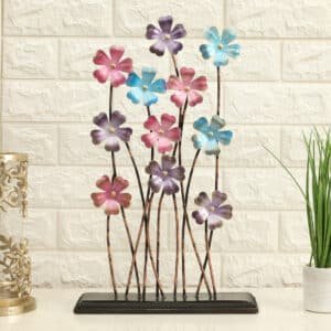 Metal & Wood Multicolor Jenny Leafs Showpiece Table Decor