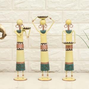 Metal Multicolor Cosmo Dolls Showpiece Table Decor (Set of 3)