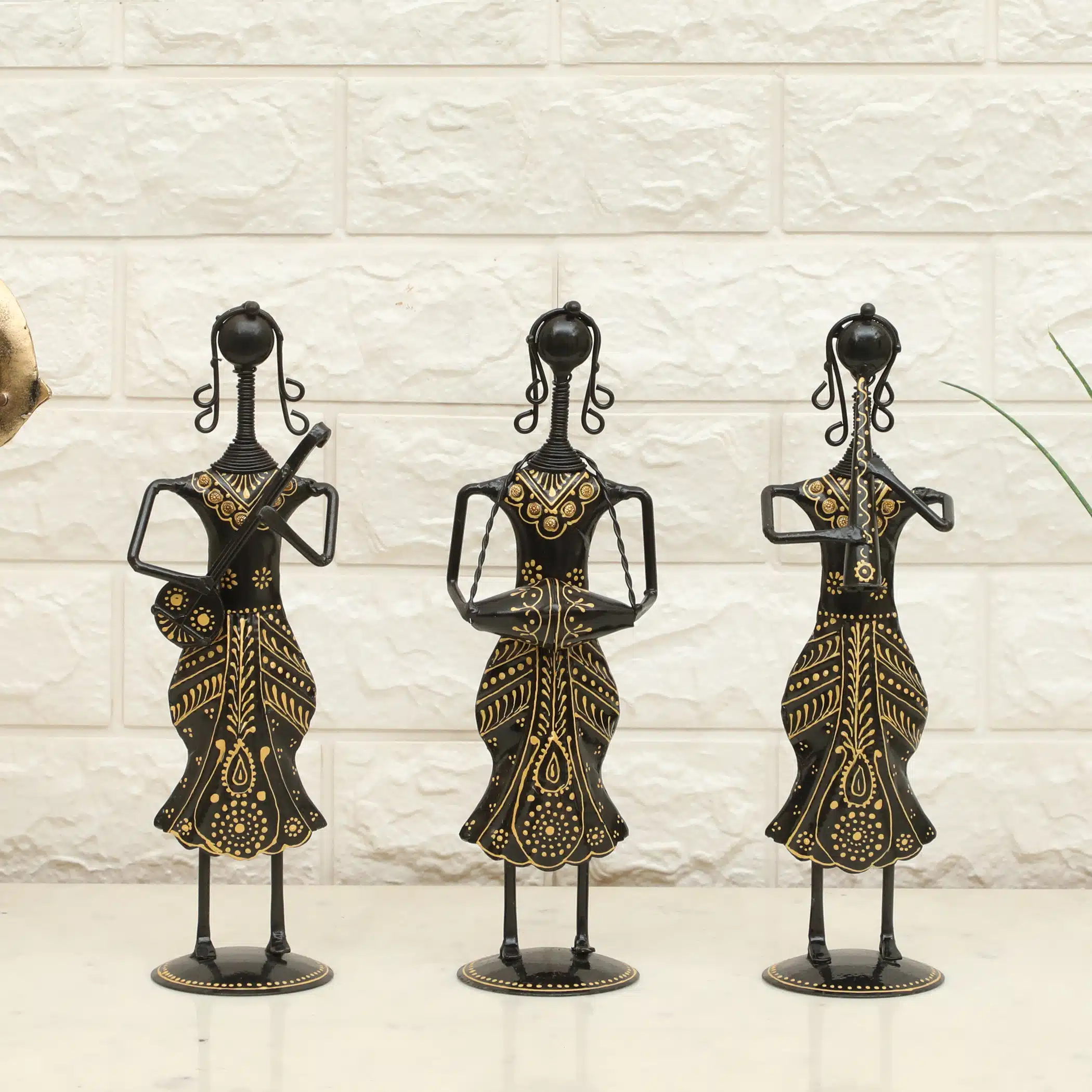 Musician Dolls Showpiece Set Metal Multicolor Eiko Table Decor
