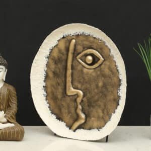 Metal & Ceramic Multicolor Elara Abstarct Face Big Showpiece Table Decor