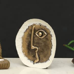 Metal & Ceramic Multicolor Elara Abstarct Face Small Showpiece Table Decor