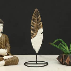 Metal & Ceramic Cyrus Palm Leaf Small Showpiece Table Decor