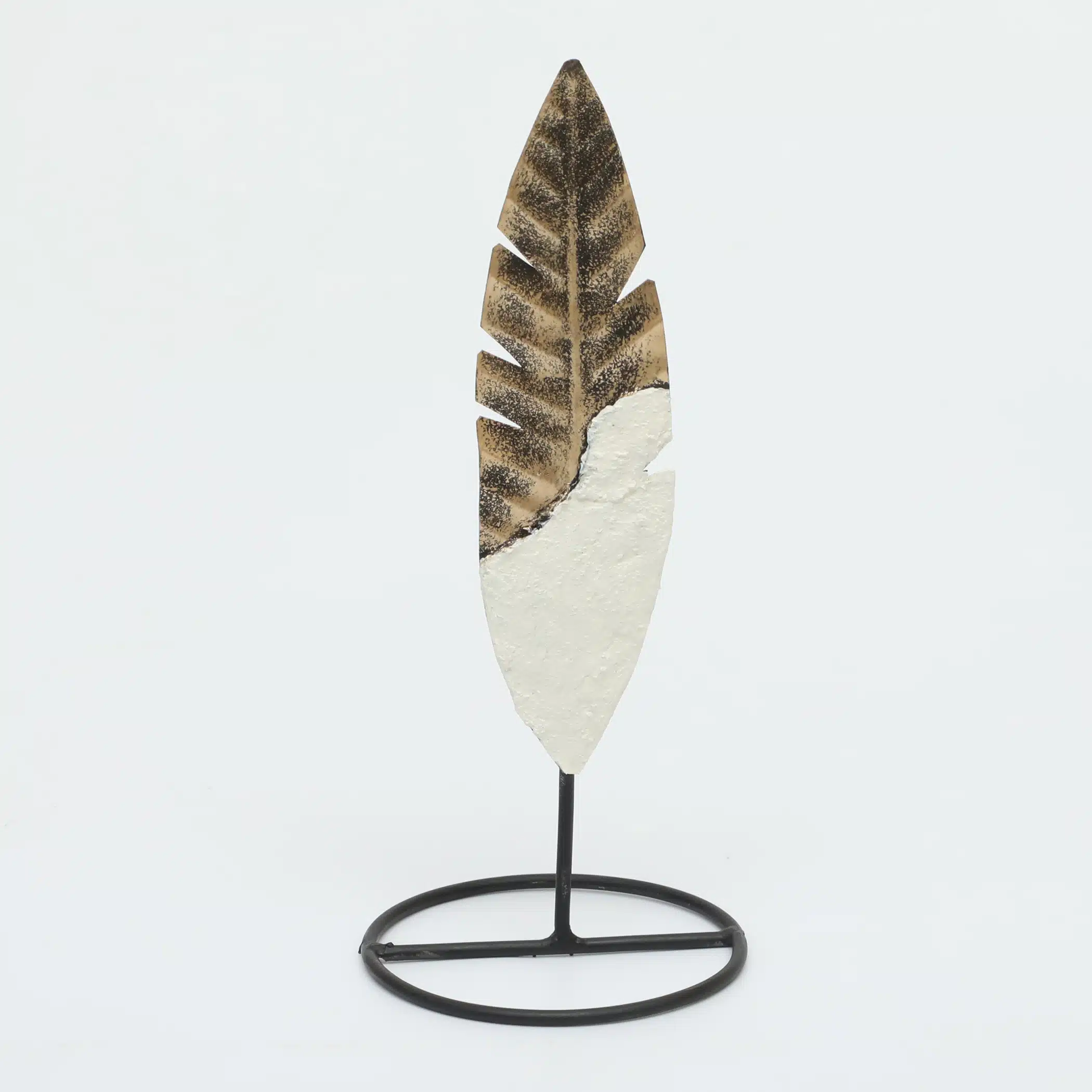 Metal & Ceramic Cyrus Palm Leaf Small Showpiece Table Decor - Image 2