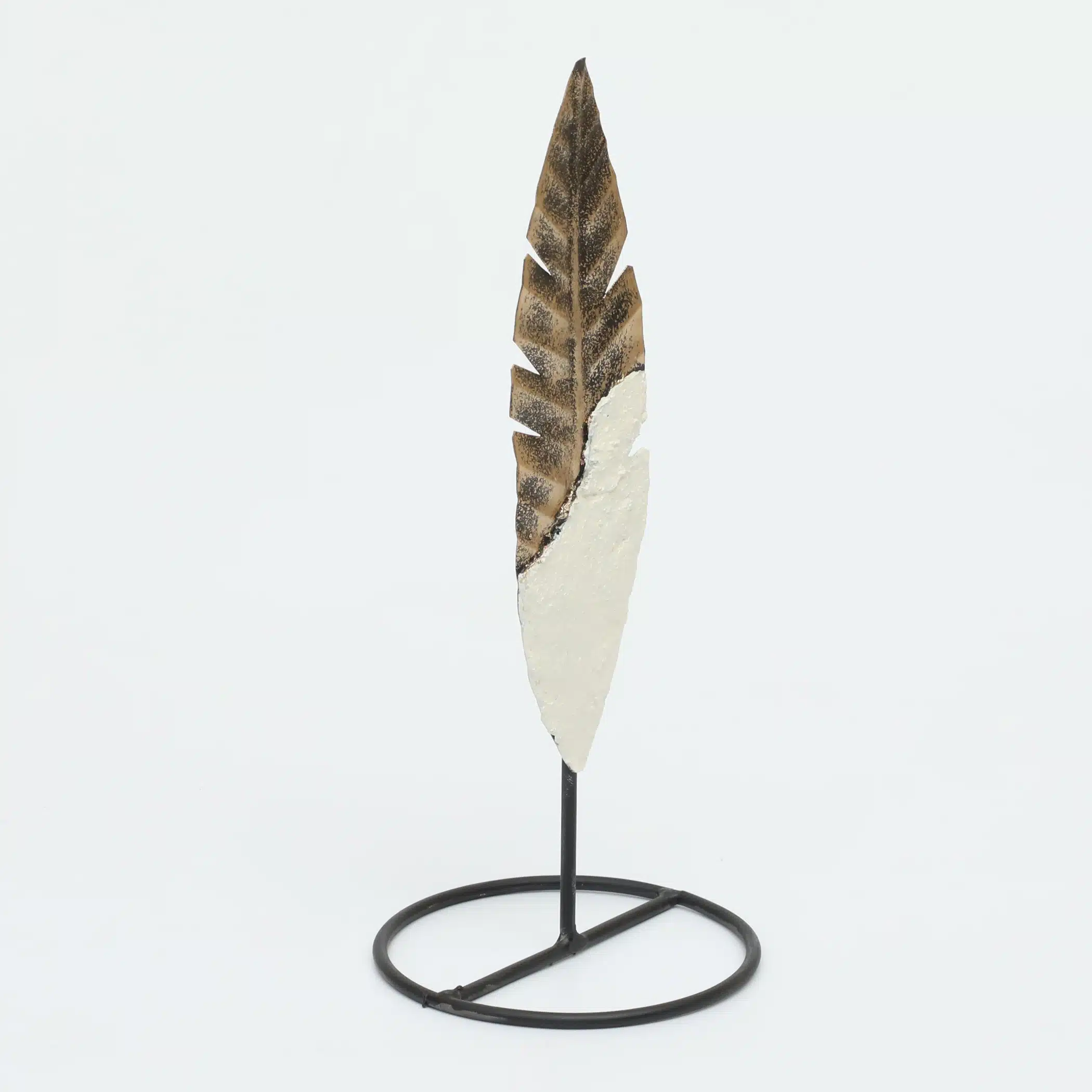 Metal & Ceramic Cyrus Palm Leaf Small Showpiece Table Decor - Image 4