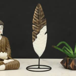 Metal & Ceramic Cyrus Palm Leaf Big Showpiece Table Decor