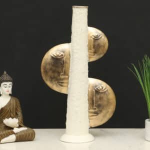 Metal & Ceramic Ava Face Showpiece Table Decor with Flower Stand