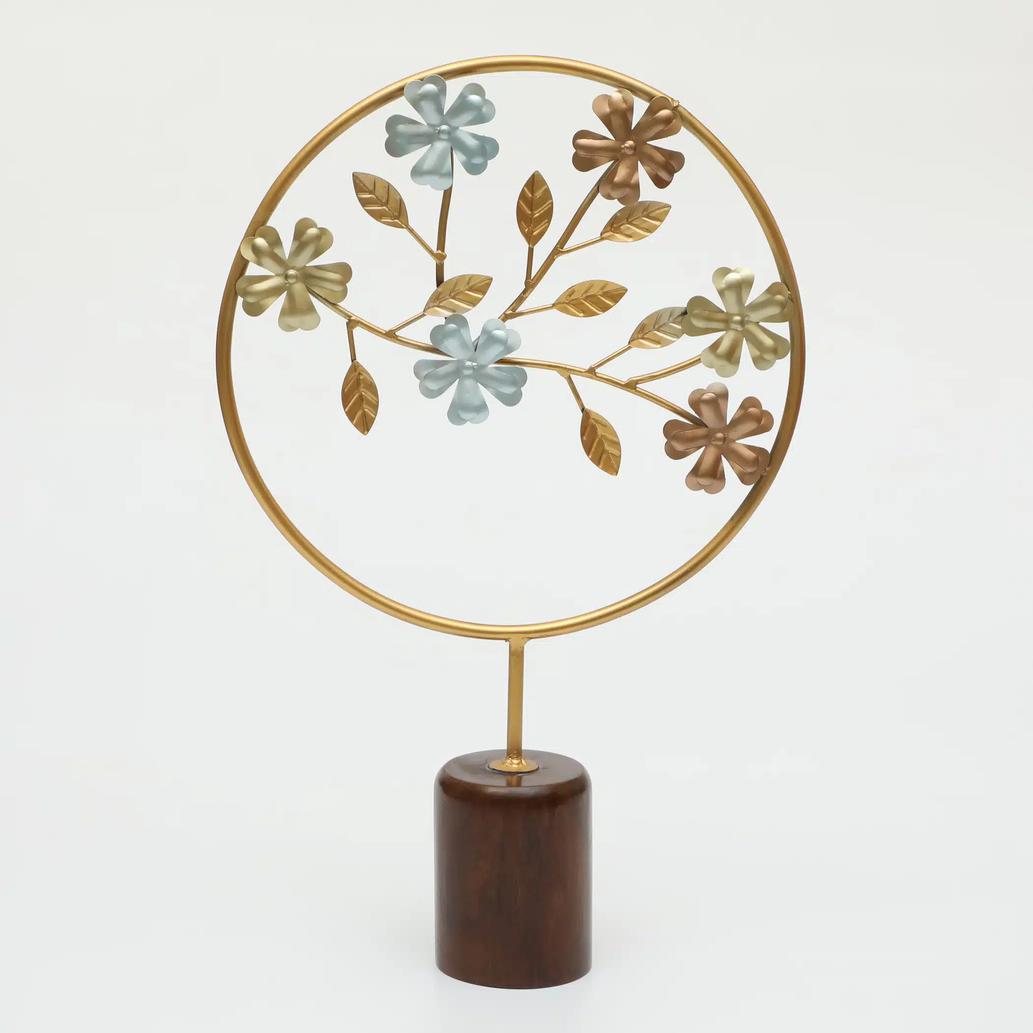 Metal & Wood Multicolor Iria Flower Showpiece Table Decor - Image 2