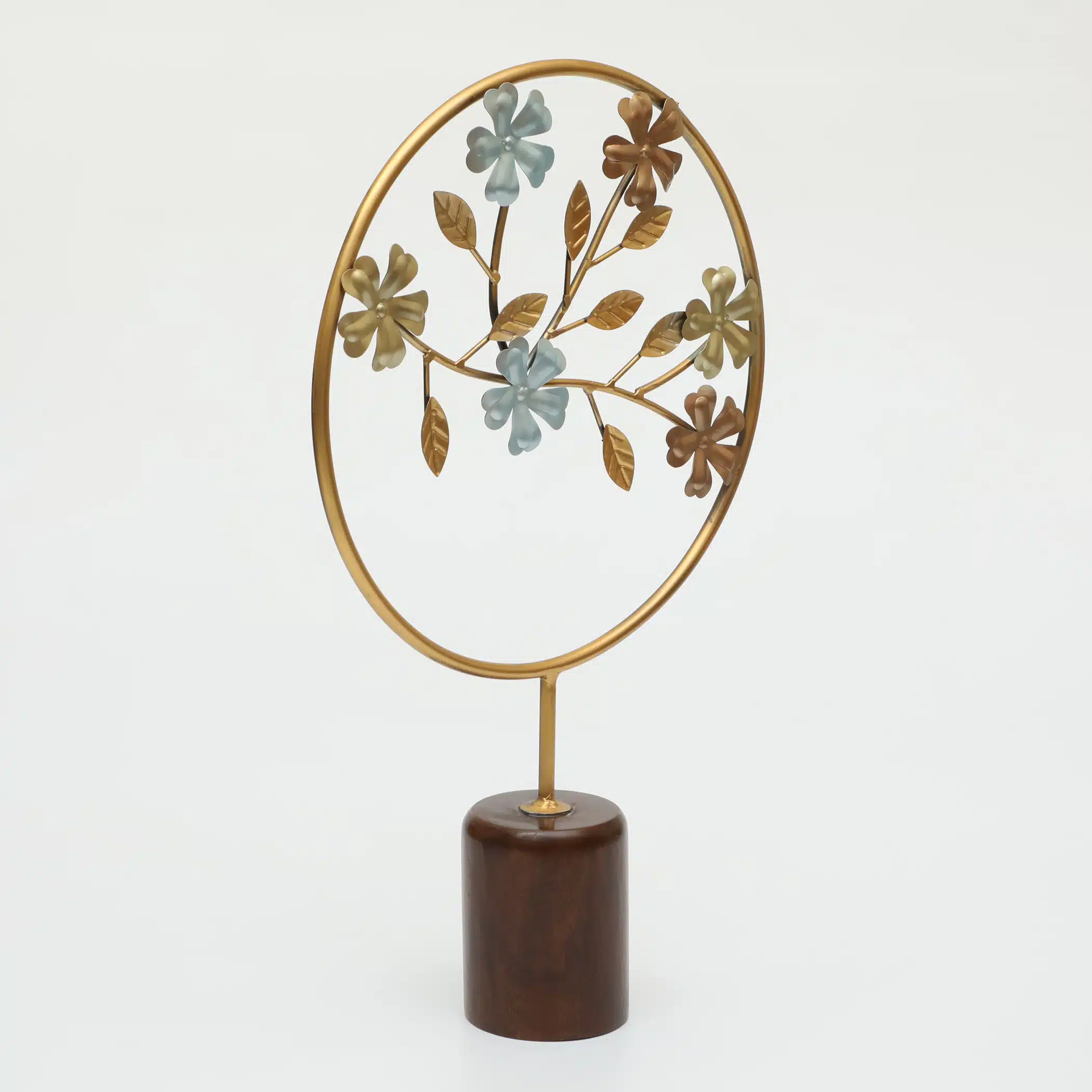 Metal & Wood Multicolor Iria Flower Showpiece Table Decor - Image 4