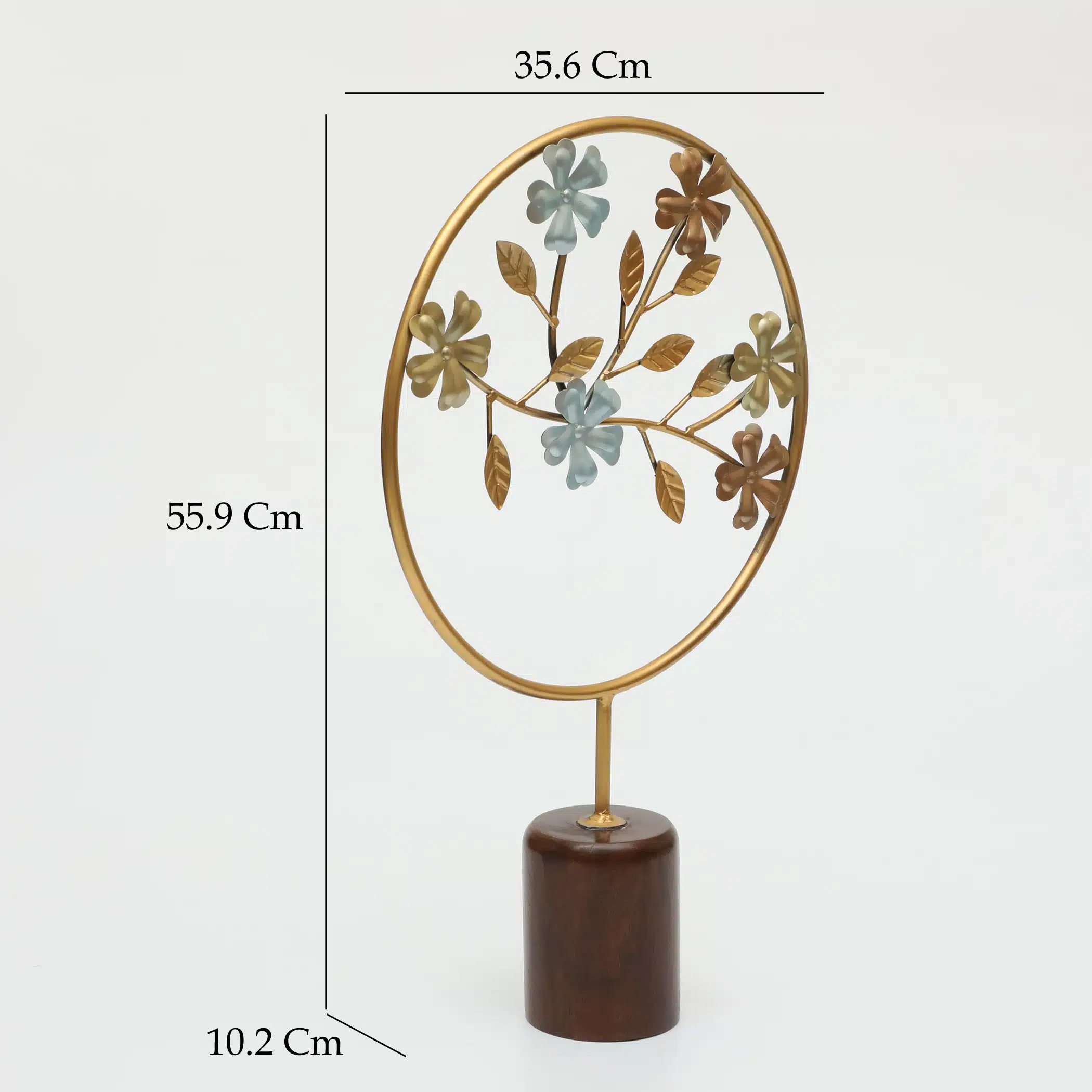 Metal & Wood Multicolor Iria Flower Showpiece Table Decor - Image 3