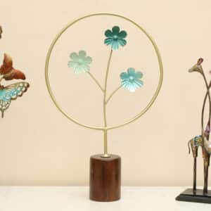 Metal & Wood Multicolor Hurley Flower Showpiece Table Decor