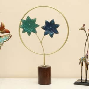 Metal & Wood Multicolor Mirka Flower Showpiece Table Decor